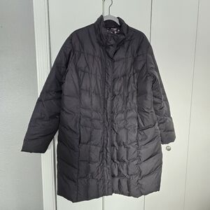 Eddie Bauer Goose Down Black Long Puffer Parka Jacket Coat Size Xxl